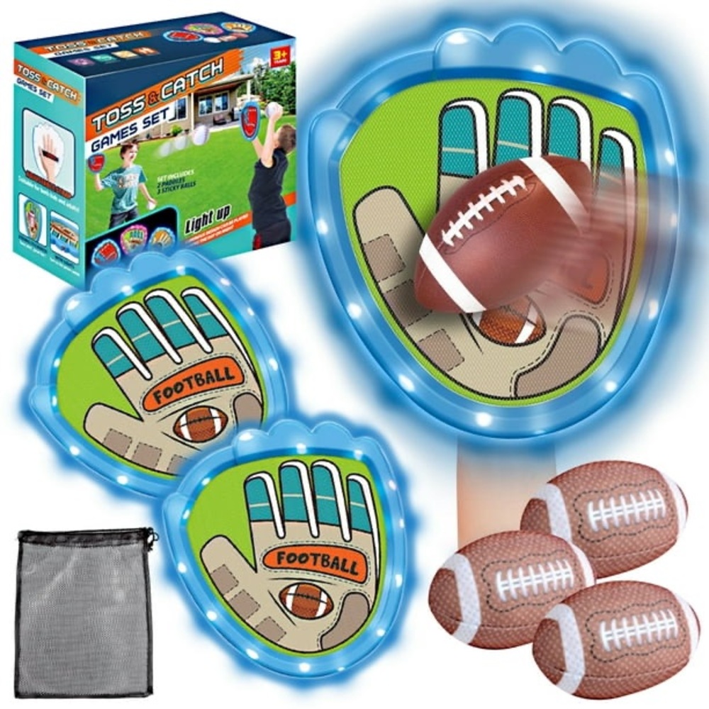 Toss and Catch Ball Game Set, Light-Up Kids Baseball Glove Sticky Mitt